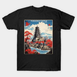 Fukuoka Castle Japan Vintage Poster Tourism T-Shirt